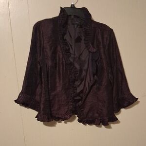R&M Richards Deep Purple Ruffled Blazer